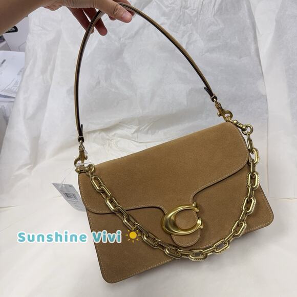 NWT Coach Chain Tabby Shoulder/Hand Suede Chain Tabby Sand CAN13 - Picture 12 of 13